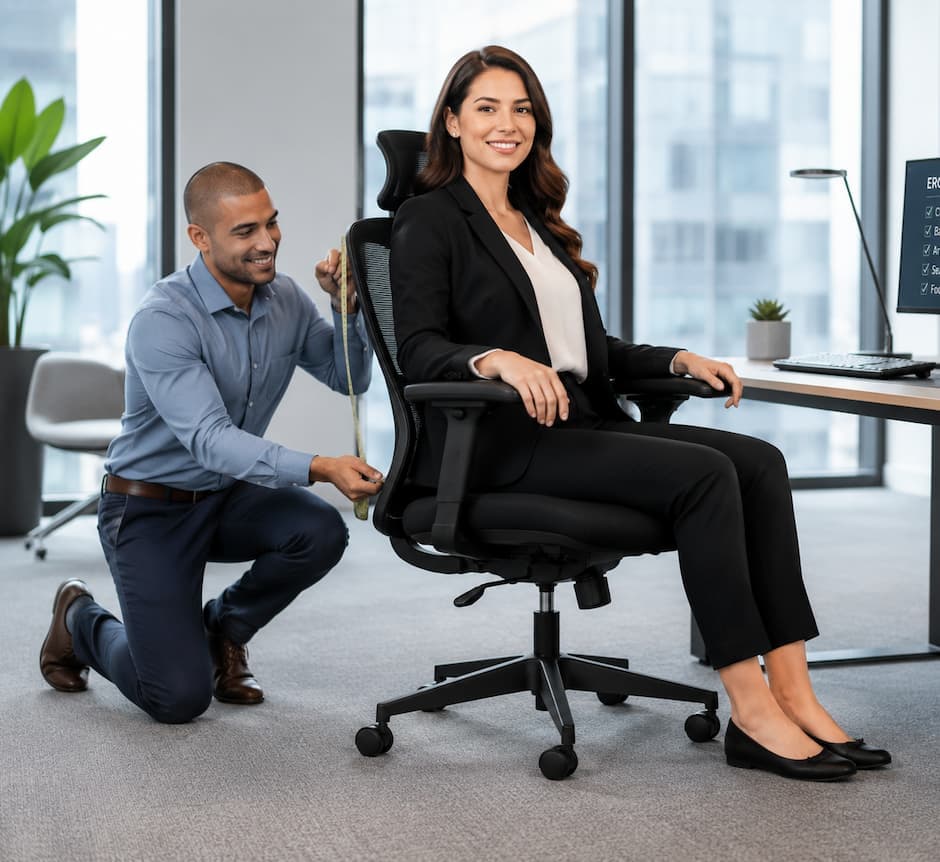 EMPIRERGO ergonomics consultant performing a workplace assessment
